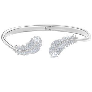 Swarovski Feather Bangle White Rhodium Plated Swarovski Crystal Jewelry 5482915
